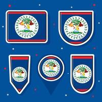 Flat cartoon vector illustration of Belize national flag with many shapes inside