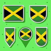 Flat cartoon vector illustration of Jamaica national flag with many shapes inside