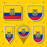 Flat cartoon vector illustration of Ecuador national flag with many shapes inside