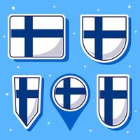 Flat cartoon vector illustration of Finland national flag with many shapes inside