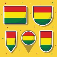 Flat cartoon vector illustration of Bolivia national flag with many shapes inside