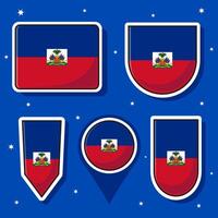 Flat cartoon vector illustration of Haiti national flag with many shapes inside