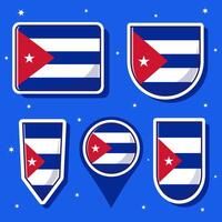 Flat cartoon vector illustration of Cuba national flag with many shapes inside