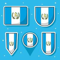 Flat cartoon vector illustration of Guatemala national flag with many shapes inside