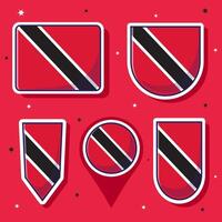 Flat cartoon vector illustration of Trinidad and Tobago national flag with many shapes inside