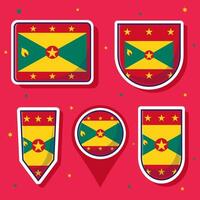 Flat cartoon vector illustration of Grenada national flag with many shapes inside