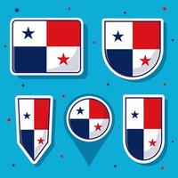 Flat cartoon vector illustration of Panama national flag with many shapes inside