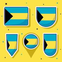 Flat cartoon vector illustration of Bahamas national flag with many shapes inside