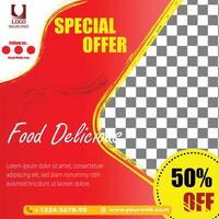 banner foods promotion with red backgrounds vector