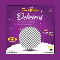 Food Banner with purple background vector