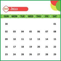 June Month Calendar for 2024, Saturday Start - White Background vector