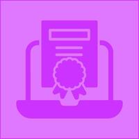 icono de vector de certificado en línea