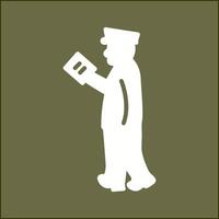 Guard Checking Passport Vector Icon