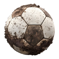 ai generiert 3d Rendern von ein schmutzig Fußball oder Fußball Ball auf transparent Hintergrund - - ai generiert png