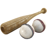 ai generado 3d representación de un béisbol murciélago con pelota y guantes en transparente antecedentes - ai generado png