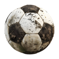 ai genererad 3d tolkning av en smutsig fotboll eller fotboll boll på transparent bakgrund - ai genererad png