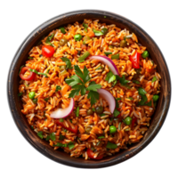 AI generated 3D Rendering of a Fried Rice in a Plate or Bowl on Transparent Background - Ai Generated png