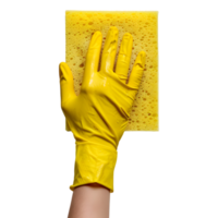 AI generated 3D Rendering of a Washing Sponge in Hand with Gloves on Transparent Background - Ai Generated png