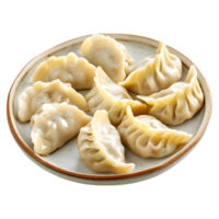 ai gerado 3d Renderização do uma dumplings dentro uma prato em transparente fundo - ai gerado png