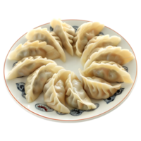 ai généré 3d le rendu de une Dumplings dans une assiette sur transparent Contexte - ai généré png