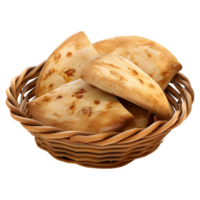 ai gegenereerd 3d renderen van een pita of naan brood Aan transparant achtergrond - ai gegenereerd png