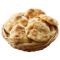 ai generato 3d interpretazione di un' Pita o naan pane su trasparente sfondo - ai generato png