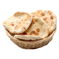 ai gegenereerd 3d renderen van een pita of naan brood Aan transparant achtergrond - ai gegenereerd png