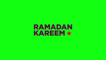 ramadan kareem animerad 2d text i grön skärm. animerad 2d ramadan textt. video