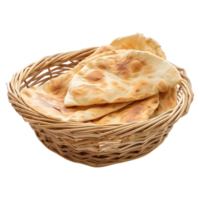 ai generiert 3d Rendern von ein Pita-Brot oder Naan Brot auf transparent Hintergrund - - ai generiert png