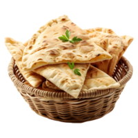 ai generiert 3d Rendern von ein Pita-Brot oder Naan Brot auf transparent Hintergrund - - ai generiert png