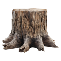 ai généré 3d le rendu de une en bois souche de une arbre sur transparent Contexte - ai généré png