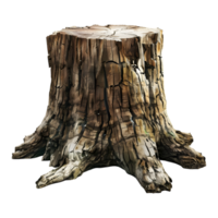 ai generado 3d representación de un de madera tocón de un árbol en transparente antecedentes - ai generado png