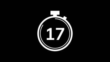 20 seconden countdown timer animatie van 20 naar 0 seconden. modern wit stopwatch afbraak timer Aan zwart achtergrond video