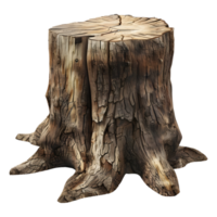 ai generado 3d representación de un de madera tocón de un árbol en transparente antecedentes - ai generado png