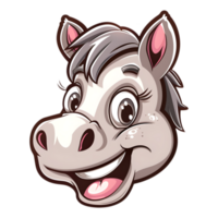 ai gegenereerd sticker van een schattig glimlachen paard Aan een transparant achtergrond - ai gegenereerd png