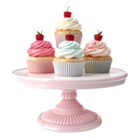 ai generiert 3d Rendern von ein klein bunt Cupcake auf transparent Hintergrund - - ai generiert png