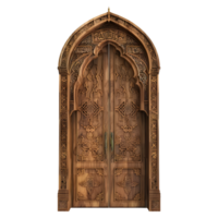 AI generated 3D Rendering of a Hand Crafted Wooden Door on Transparent Background - Ai Generated png