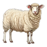 ai généré autocollant de une mouton sur une transparent Contexte - ai généré png