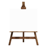 ai gerado em branco tela de pintura em de madeira ficar de pé em transparente fundo - ai gerado png