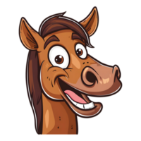 ai généré autocollant de une mignonne souriant cheval sur une transparent Contexte - ai généré png