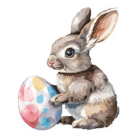 ai generiert Aufkleber von ein süß Hase mit bunt Ostern Eier auf ein transparent Hintergrund - - ai generiert png