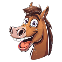 ai généré autocollant de une mignonne souriant cheval sur une transparent Contexte - ai généré png