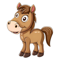 ai généré autocollant de une mignonne souriant cheval sur une transparent Contexte - ai généré png