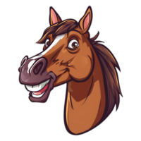 ai gegenereerd sticker van een schattig glimlachen paard Aan een transparant achtergrond - ai gegenereerd png