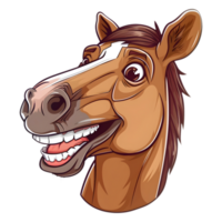 ai généré autocollant de une mignonne souriant cheval sur une transparent Contexte - ai généré png