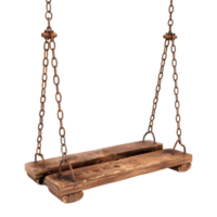 ai generato 3d interpretazione di un' di legno swing su trasparente sfondo - ai generato png