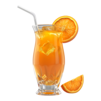 ai generado 3d representación de un naranja jugo vaso en transparente antecedentes - ai generado png