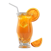 ai généré 3d le rendu de une Orange jus verre sur transparent Contexte - ai généré png