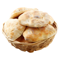 AI generated 3D Rendering of a Bread in a Basket on Transparent Background - Ai Generated png