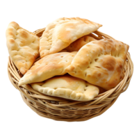 AI generated 3D Rendering of a Bread in a Basket on Transparent Background - Ai Generated png